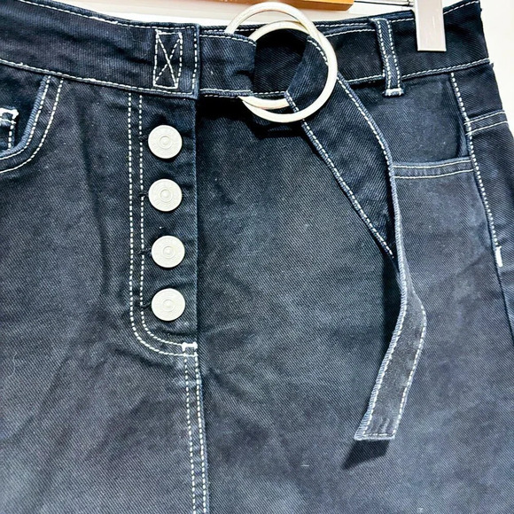 BDG Urban Outfitters Kirby Black Denim Button-Through Skirt - Picture 8 of 9